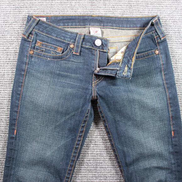 True Religion Jeans Womens 30 Blue Mid Rise Straight Lizzy Stretch Cropped - Picture 3 of 10